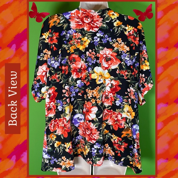 ‼️FINAL PRICE‼️NWOT S OPEN CARDIGAN BLACK&FLORAL WIDE SHORT SLEEVE WHIMSYGOTH - Picture 8 of 14